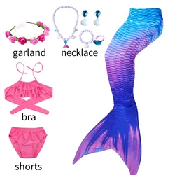 La coda di sirena adatta per bambine, Costume da bagno da spiaggia/piscina per bambini, Costume da bagno Bikini vestito da principessa