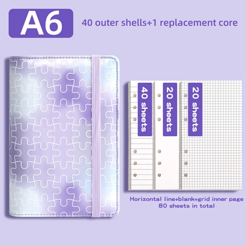 A6 6 Ring Budget Binder, Notebook Binder Cover , Loose Leaf Personal Planner Binder With Magnetic Buckle Closure