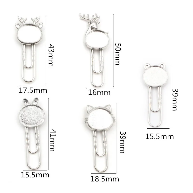 Image 5: 10-20 pcs/lot Chat Cerf Signet Trombone Cabochon Base Blanks Paramètres et Verre Cabochon Cameo BRICOLAGE Fabrication de Bijoux Accessoires