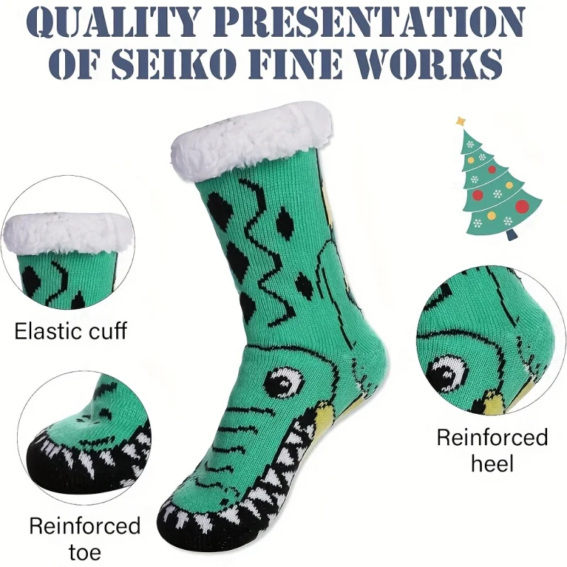 جوارب منزلية دافئة للرجال والنساء في الأماكن المغلقة، جوارب شتوية مع وسادة كعب سميكة للطقس البارد