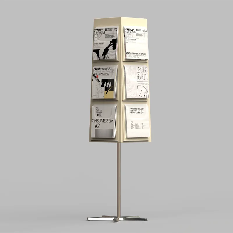 

Rotating data Floor-to-ceiling vertical display Sales department Magazine rack Stainless steel customization