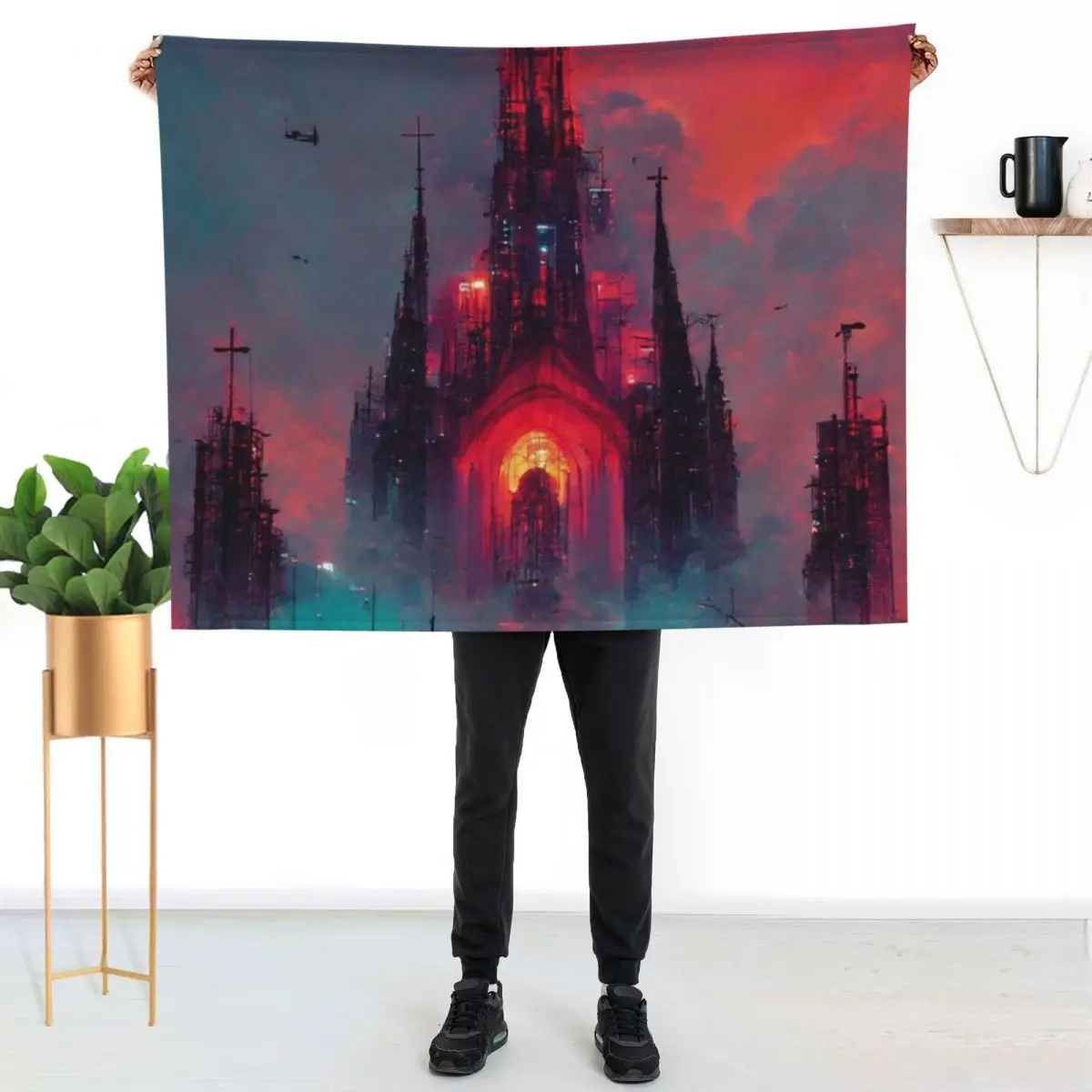 Cyberpunk Cathedral In Sunset Throw Blanket warm for winter Moving Thin cosplay anime Decorative Sofas Beach Blankets