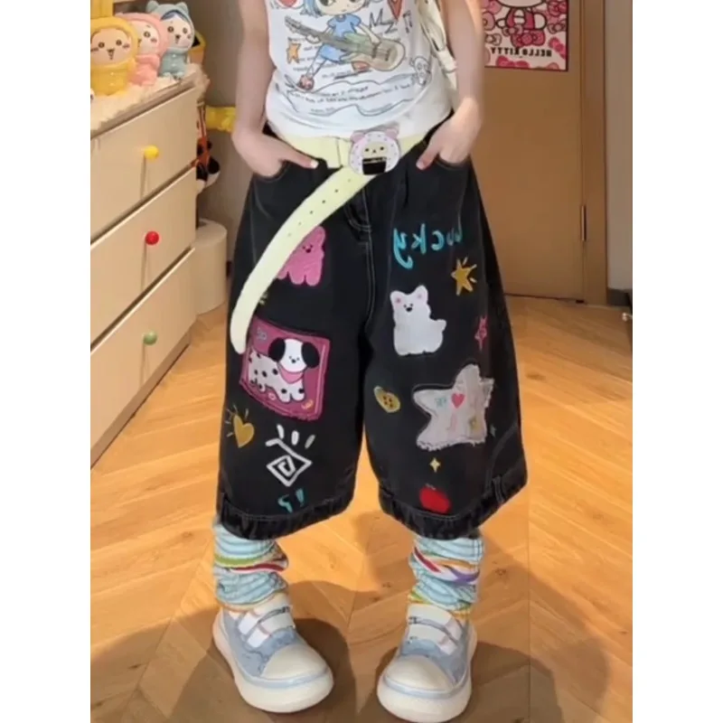 Women Shoujo Jorts Abi Tide Harajuku Korean Jeans Shorts Summer Kpop 2000s Stylish Denim Pants Grunge Y2k Japanese Streetwear