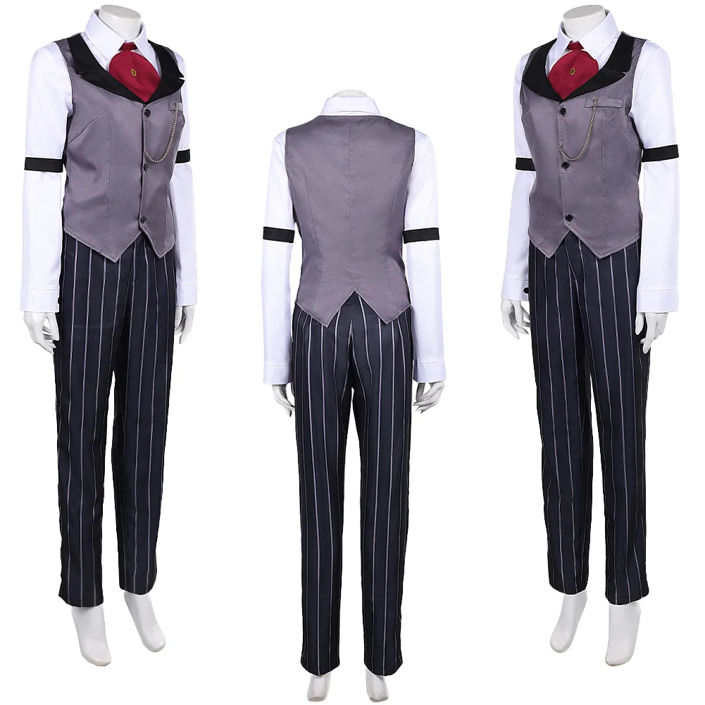 TV Hell Inn 2 Sir Pentious تأثيري رمادي البدلة نظارات الملابس مجموعة زي النساء مختبر ملابس هالوين كرنفال فستان الحفلات #2