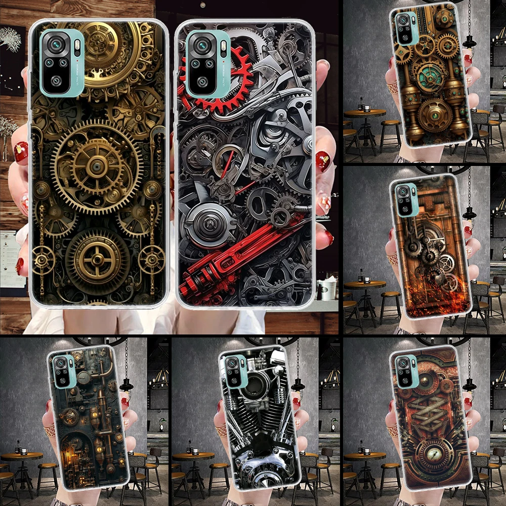 Steampunk Gear Mechanical Soft Phone Case For Xiaomi Redmi Note 12 12S 13 11 11S 10 10S 11T 11E Pro Plus 9 9S 8 8T 7 Shell Cover