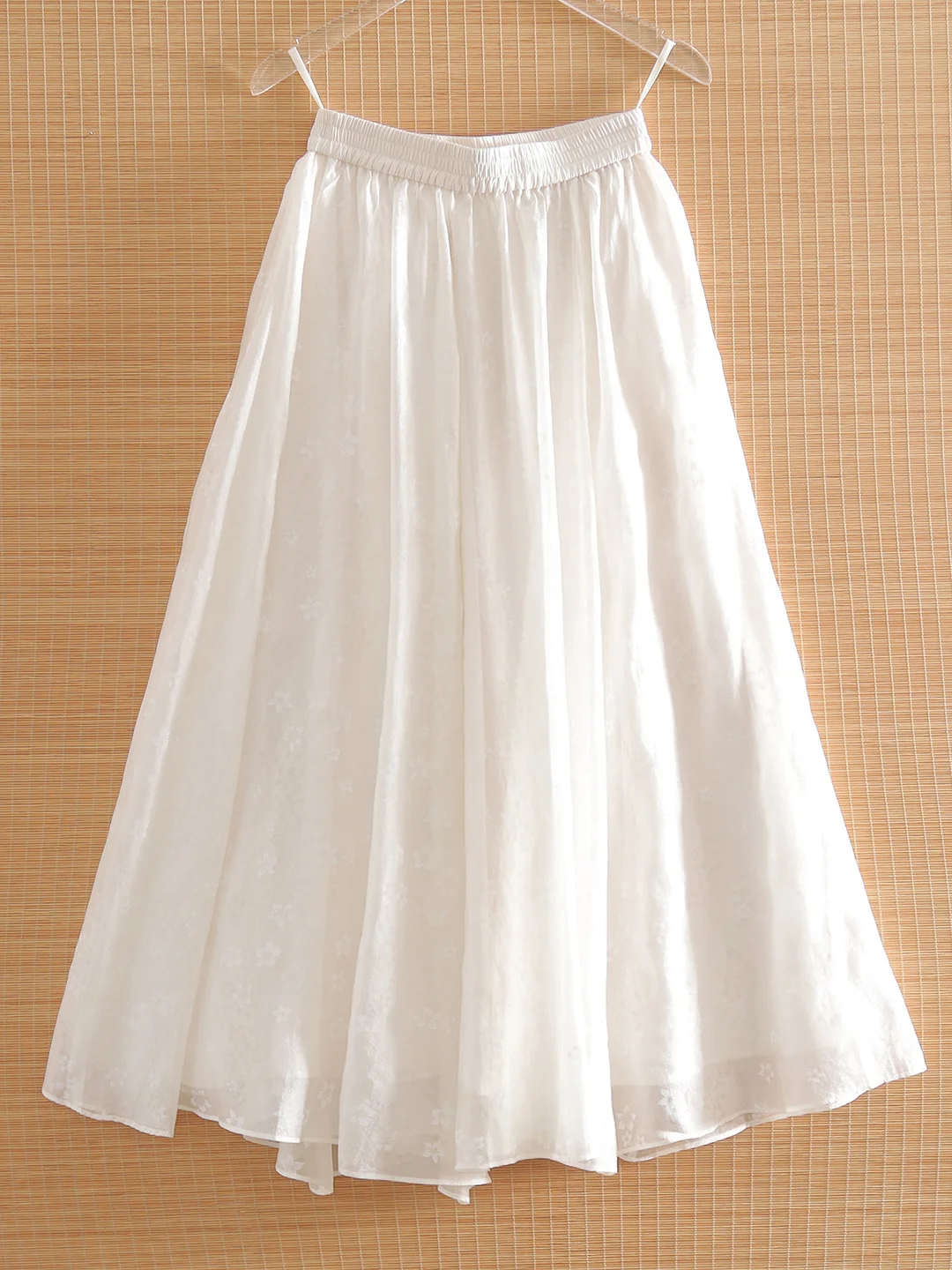 Elegant Cloud Cherry White Lace Semi-skirt with Dark Pattern Embroidery Versatile Summer Fairy Style Maxi Skirt for Women