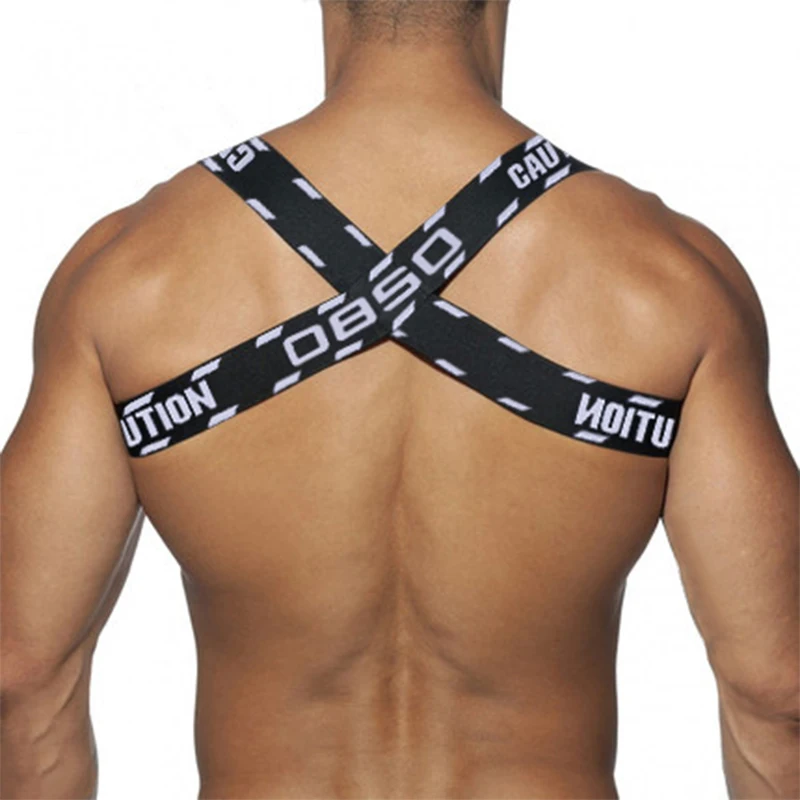 Sexy Elastic Band Harness Men Shoulder Straps Chest Bondage Muscle Halter Belt Men Bodysuite Gay Clubwear Club Party Costume