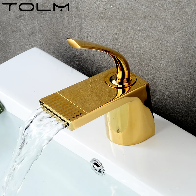 

Gold bathroom faucet brass waterfall bathtub faucet toilet washbasin faucet deck mounted faucet hot and cold faucet