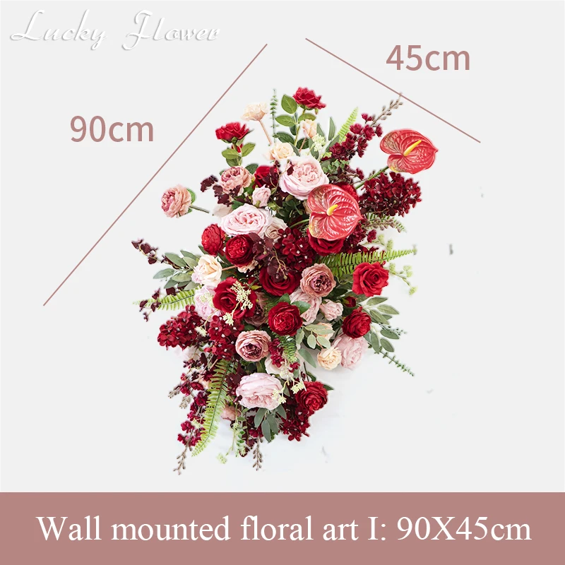 Luxury Red Color Artificial Flower Wedding Decoration Hang Flower Row Road Lead Flower ball Table Centerpieces Party Event Decor