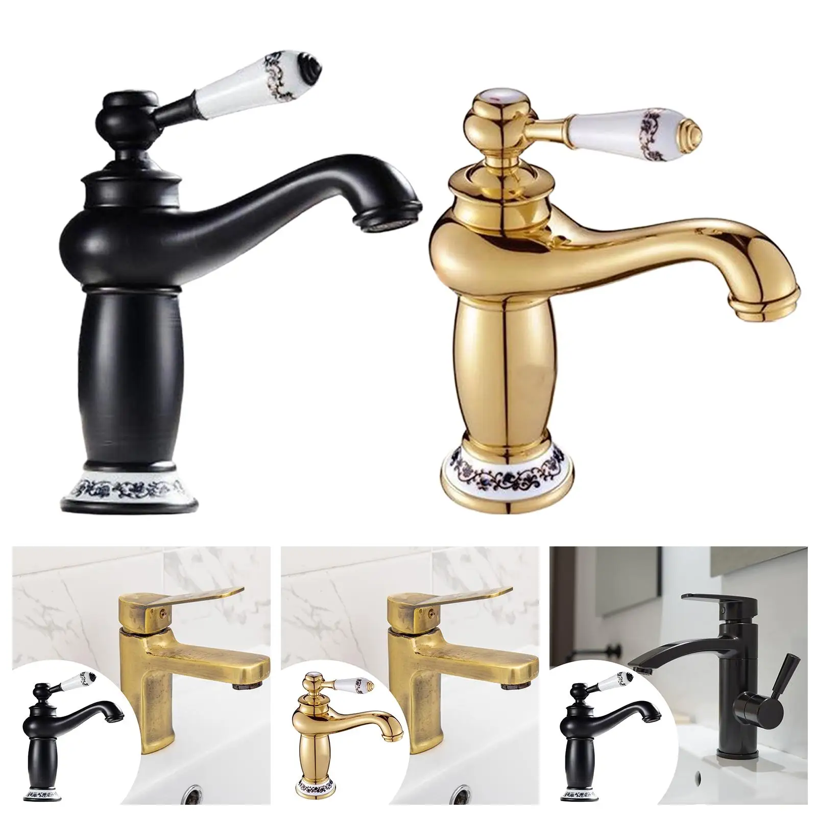

Bathroom Sink Faucet Luxury Victorian Ceramic Disc Cartridge Tall Leg Single