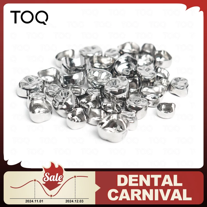 48pcs Dental Crown Kids Primary Molar Teeth 1st 2nd Stainlesssteel Pediatric Temporary Crowns Dentist for Upper/Lower Left/Right