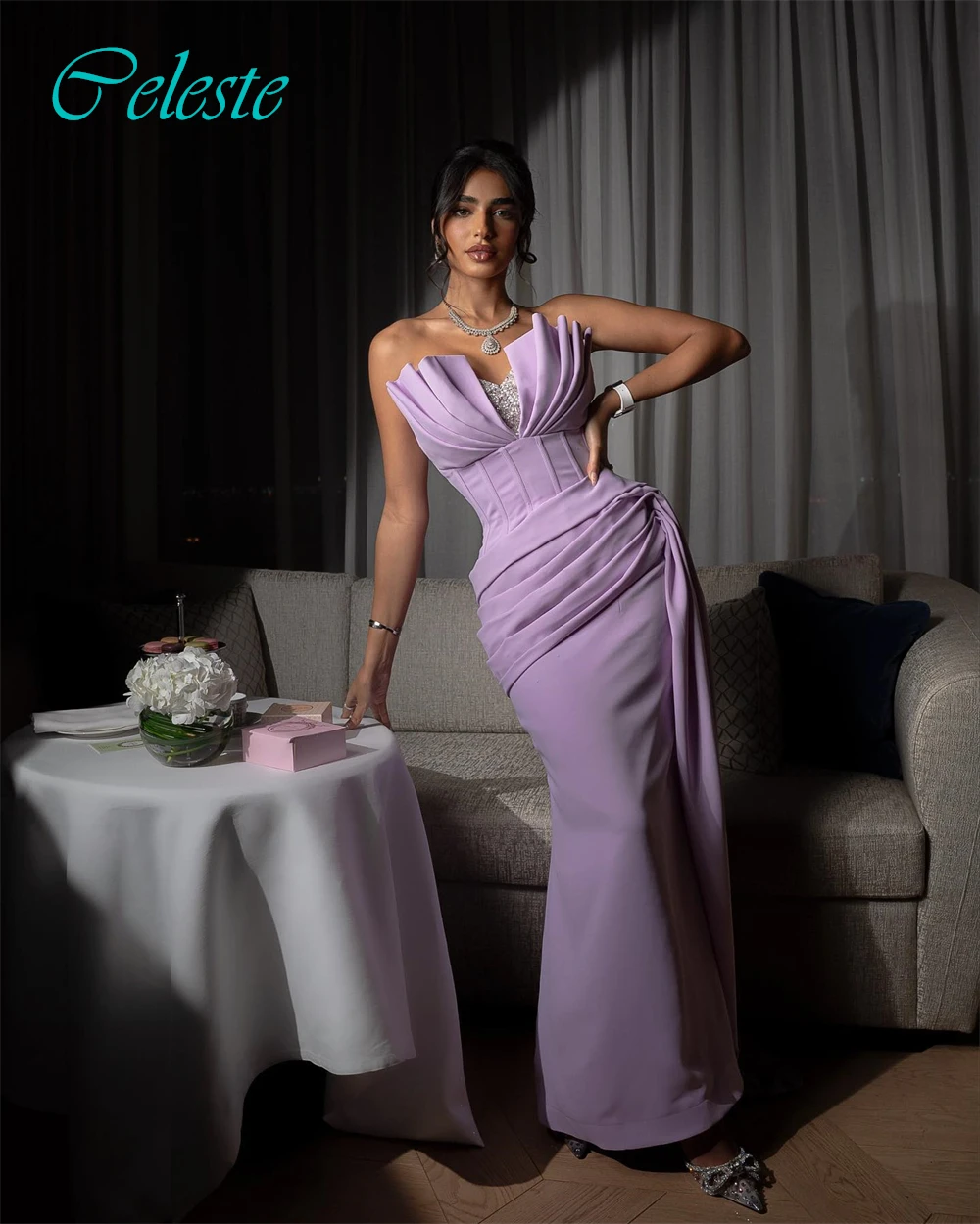 Customized Fashion Strapless Evening Dress and Exquisite Jersey Special Occasion Gowns and Delicate Sleeveless Party Dresses
