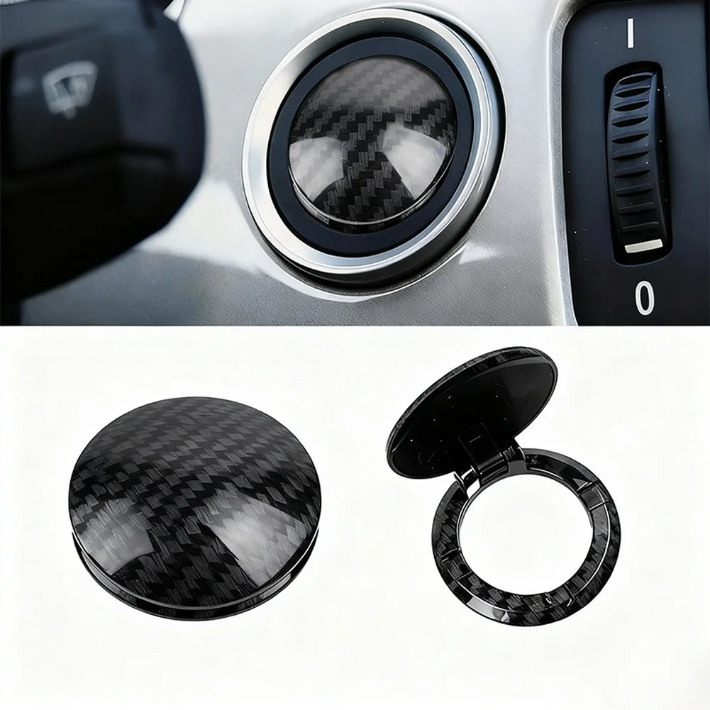 Carbon Fiber Lid Start Button Cover Carbon Fiber Material ABS Backing Easy Installation For Dashboard Decoration