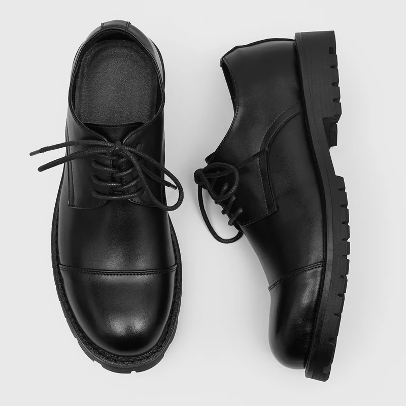 Classic, Thick Soled Men Derby Shoes Simple Retro Style Thick Soled Durable Daily Casual Single Shoes for The Workplace