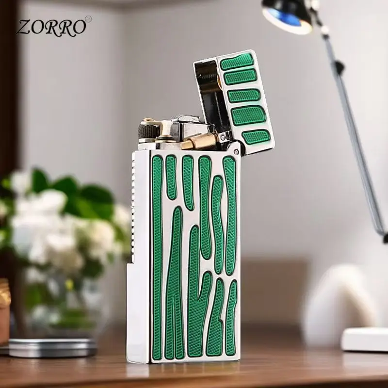 ZORRO Z728IP Gold and Red Striped Lighter Side-sliding Grinding Wheel Ignition Personalized Retro High-end Men's Gift