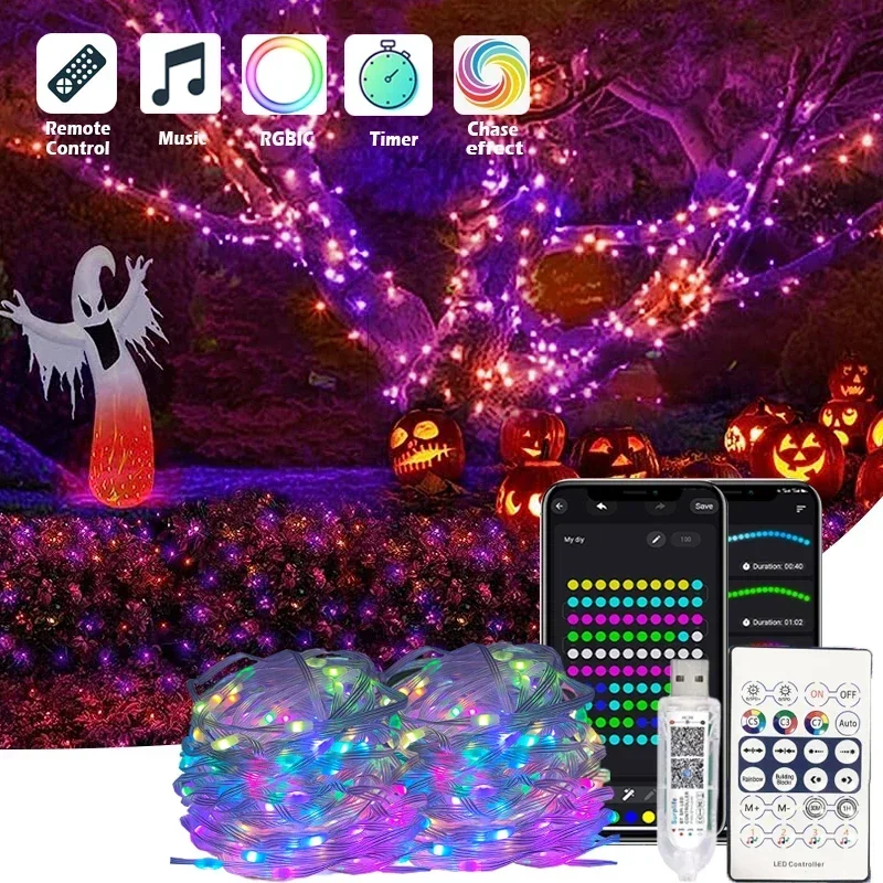 

Christmas Lights 32M 300 LED Multicolor Christmas Tree Lights with Remote Dreamcolor Changing Halloween USB 5V LED Lights