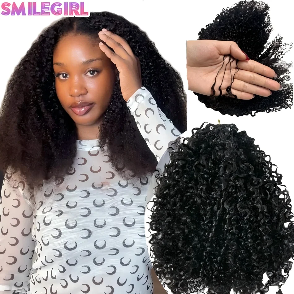 

Накладные волосы для наращивания Kinky Curly Crochet из натуральных волос, 120 г, с невидимыми узлами Feather Miracle Knots, без узлов, предварительно заплетенные, бирманские кудри, глубокая волна