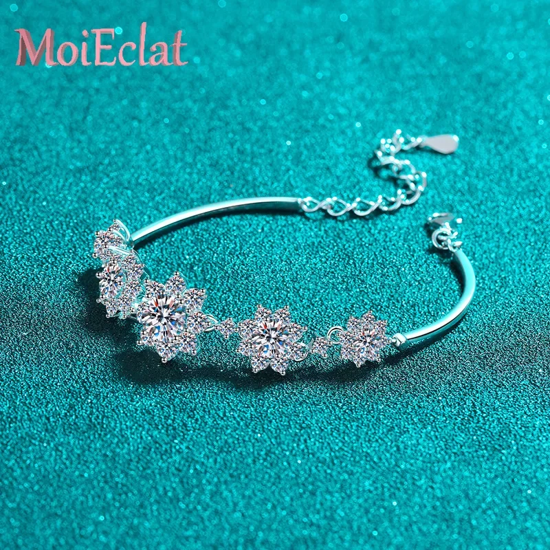 

Luxury Full of Snowflake Diamond 2.6 Carat Moissanite Bracelet, Dainty Elegant Platinum PT950 Women's Wedding Jewelry Party Gift