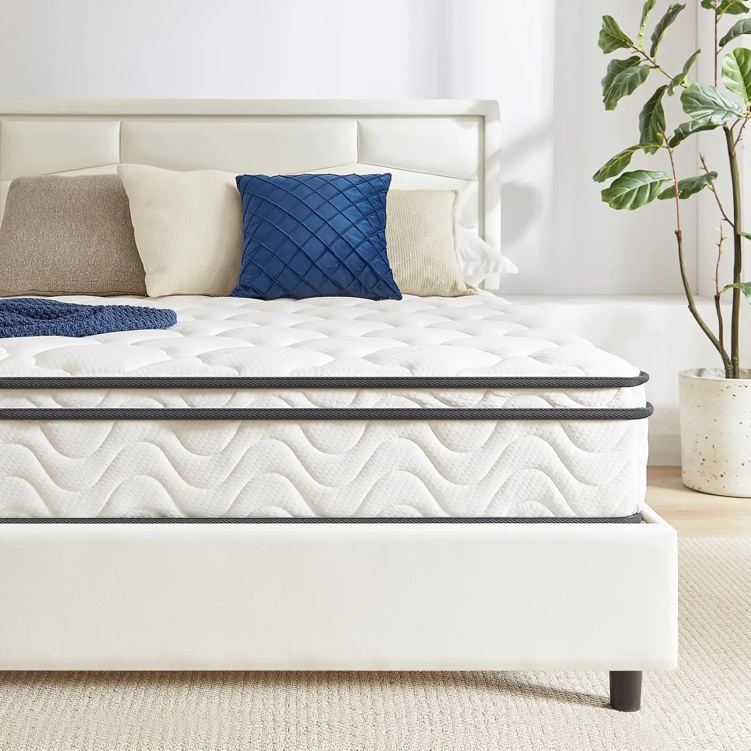 Full Size Mattress, 10 Inch Hybrid Mattress,Non-Fiberglass, Medium Firm Soft and Comfort White Mattress,CertiPUR-US