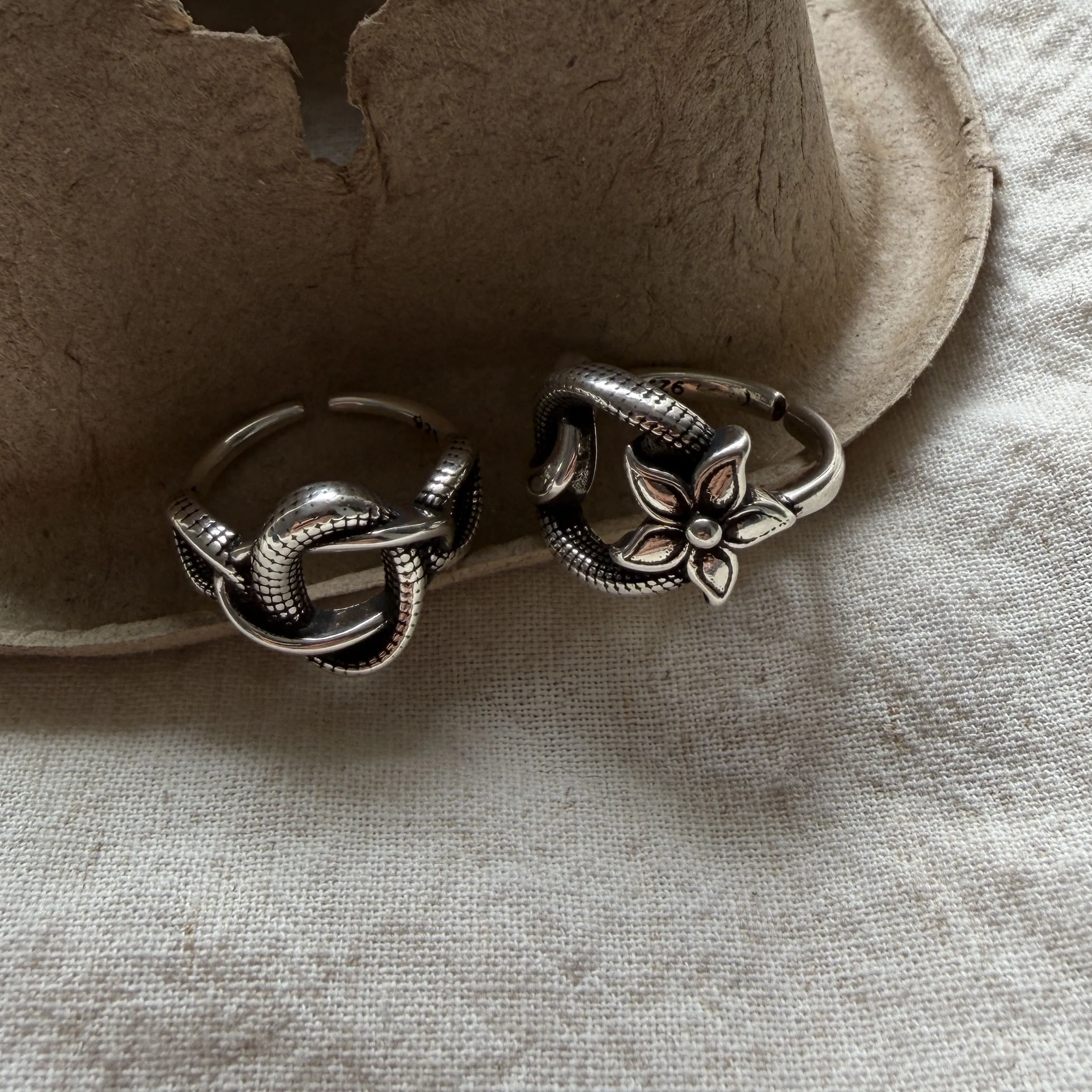 خواتم من الفضة الإسترليني عيار 925 للنساء زوجين الحد الأدنى اليدوية بسيطة كبيرة الرجعية حلقة متشابكة غرامة مجوهرات هدية منع الحساسية