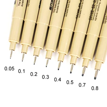 1/3 adet Pigment Liner Pigma mikron mürekkep işaretleyici kalem 0.05 0.1 0.2 0.3 0.4 0.5 0.7 0.8 farklı İpucu siyah Fineliner eskiz kalem