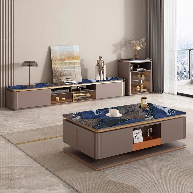Living room furniture set Storage combination Side cabinet Wooden coffee table TV cabinet