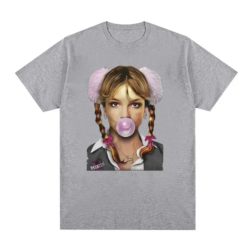 Graphic T Shirt Singer Britney Spears Bubblegum Women High Quality Vintage T Shirts O-Neck Oversized T-shirt Streetwear Tops