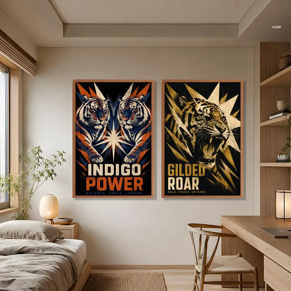 Art Colorful Tiger Graphic Poster Wall Art Poster HD Waterproof PP Print Bedroom Living Room Office Decor Gift