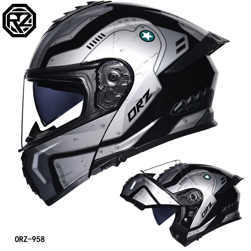 Motorcycle helmet, men's and women's open face helmet, summer dual mirror large tail, semi fully covered all season