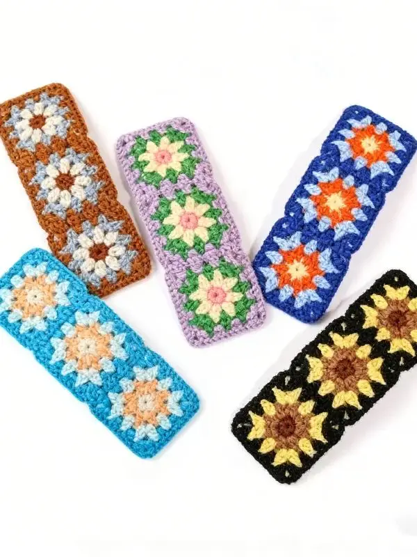 5/10 Stück Haarspangen mit zufälliger Farbe und Stickerei-Blumenmuster für Mädchen, süße, weiche Haarspangen für Kinder und Frauen, tägliche Haaraccessoires – Detail 6