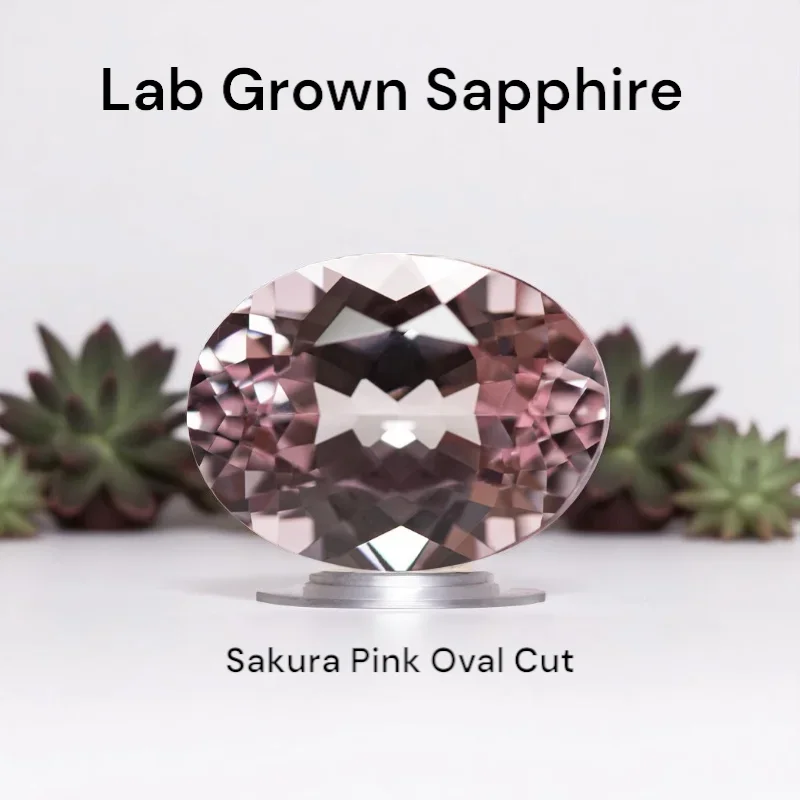 Lab Grown Sapphire Oval Cut Sakura Pink Loose Gemstone With AGL Certificate For Jewelry Making