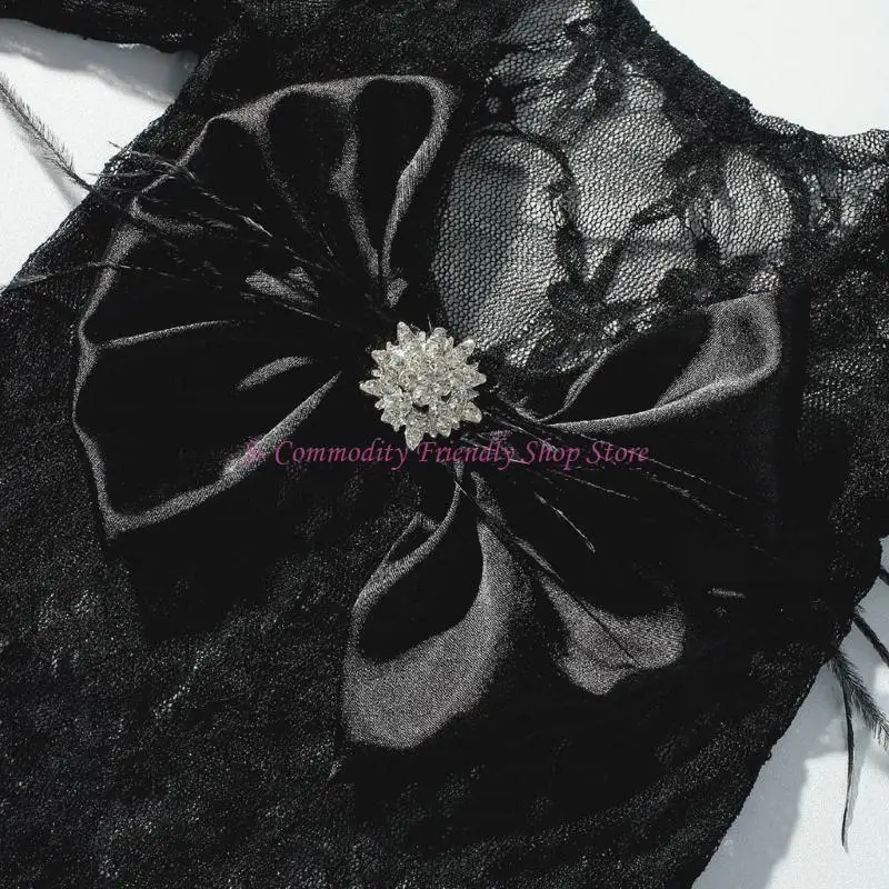 

85AE Детский костюм из кружева и перьев, детский наряд, комбинезон, головной убор для специального фотособытия