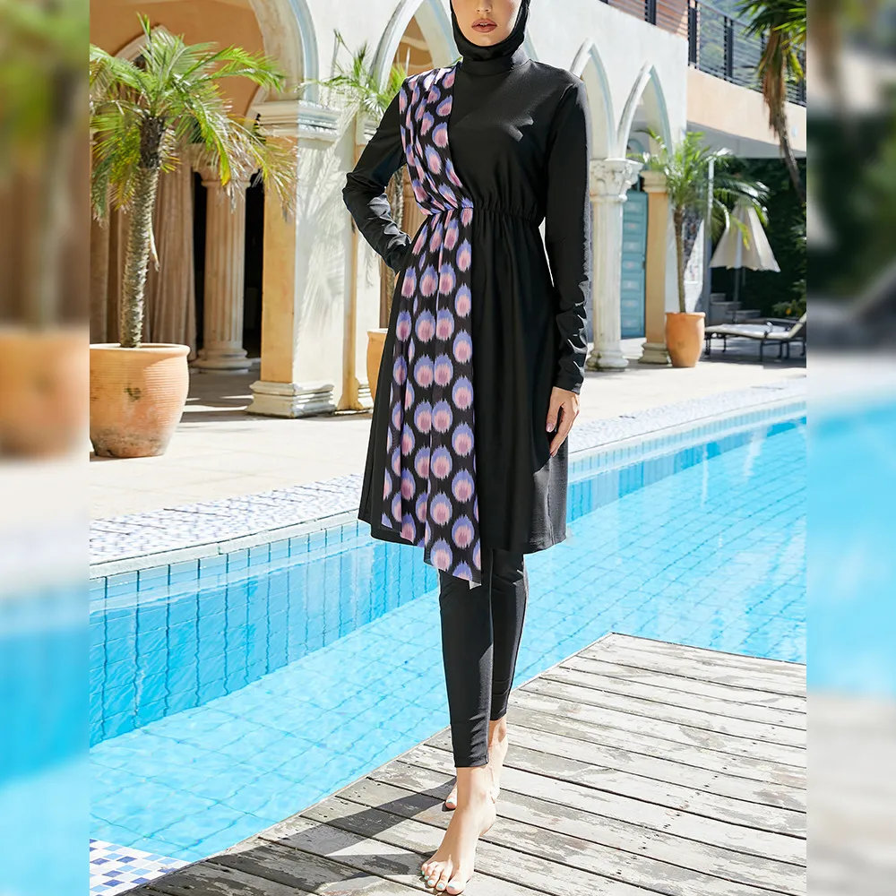 Extra Long Sleeve Full Burkini Muslim Swimwear Hijab Islamic Swimsuit Turkey Women 3 Pieces Modest Swimming Bathing Arab Wear