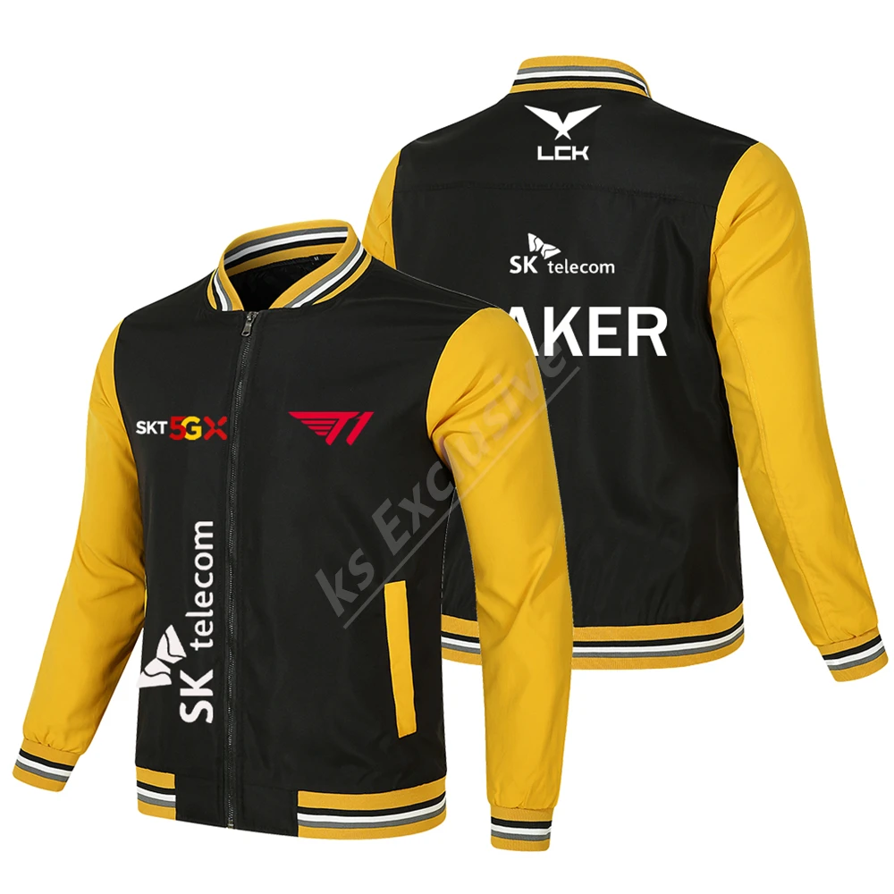 2023 LOL s13 Global Finals LCK SKT T1 Fan Baseball Jacket FAKER Support Jacket Unisex Large Men\'s and Women\'s Baseball Jacket