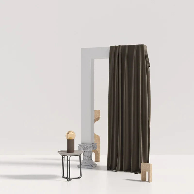 Chinese Modern Minimalist Light Luxury Solid Color Curtains for Living Room Bedroom Dining Room Customized High Blackout Curtain