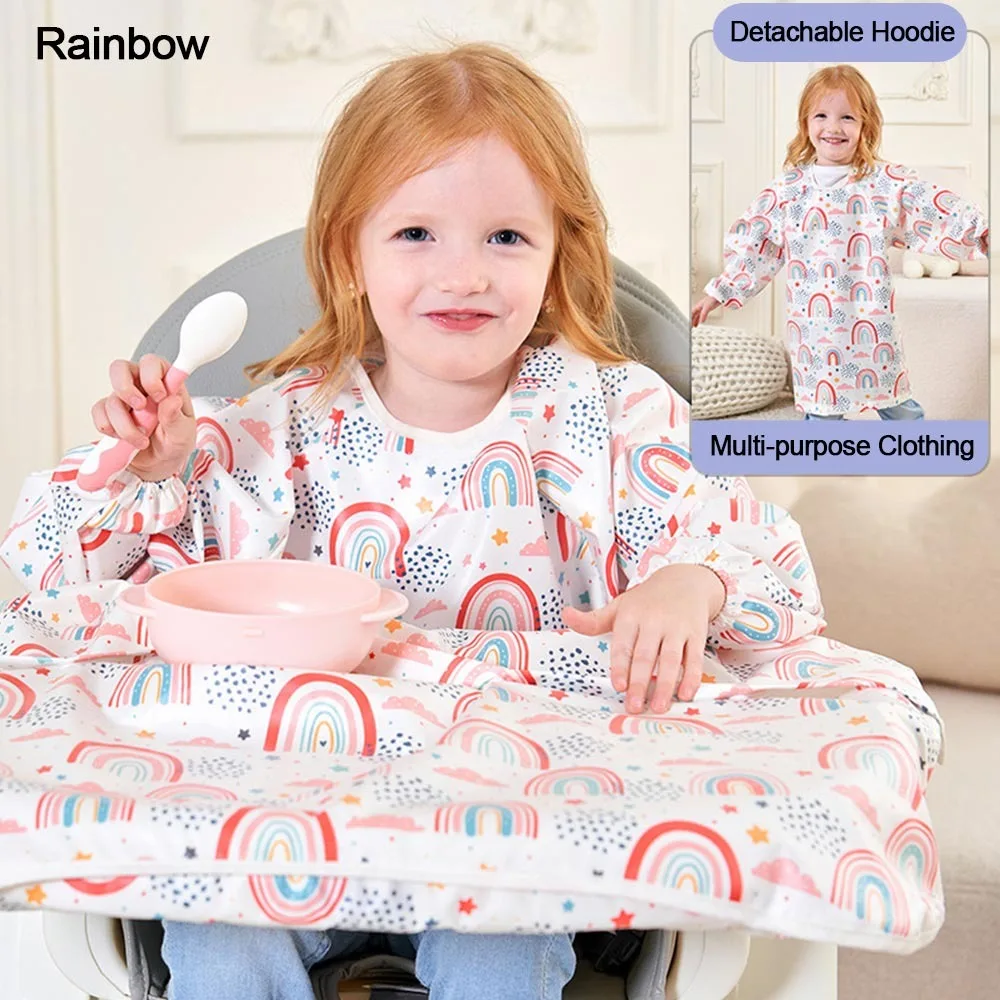 

Милый водонепроницаемый нагрудник с длинными рукавами, дышащий, защищающий от загрязнений, многоразовый нагрудник с мультяшным рисунком для кормления малышей