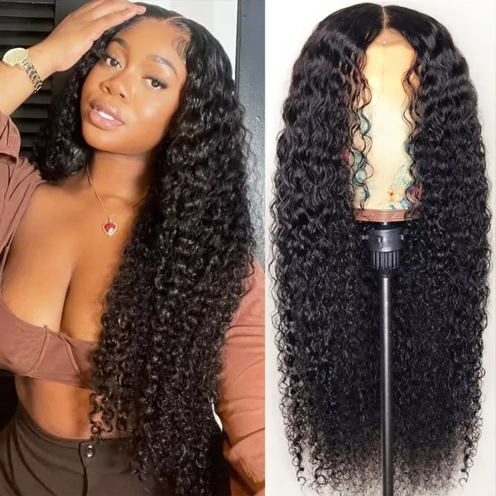 

Synthetic Water Wave Wigs Fashion African Black Middle Long Curly Wig for Women