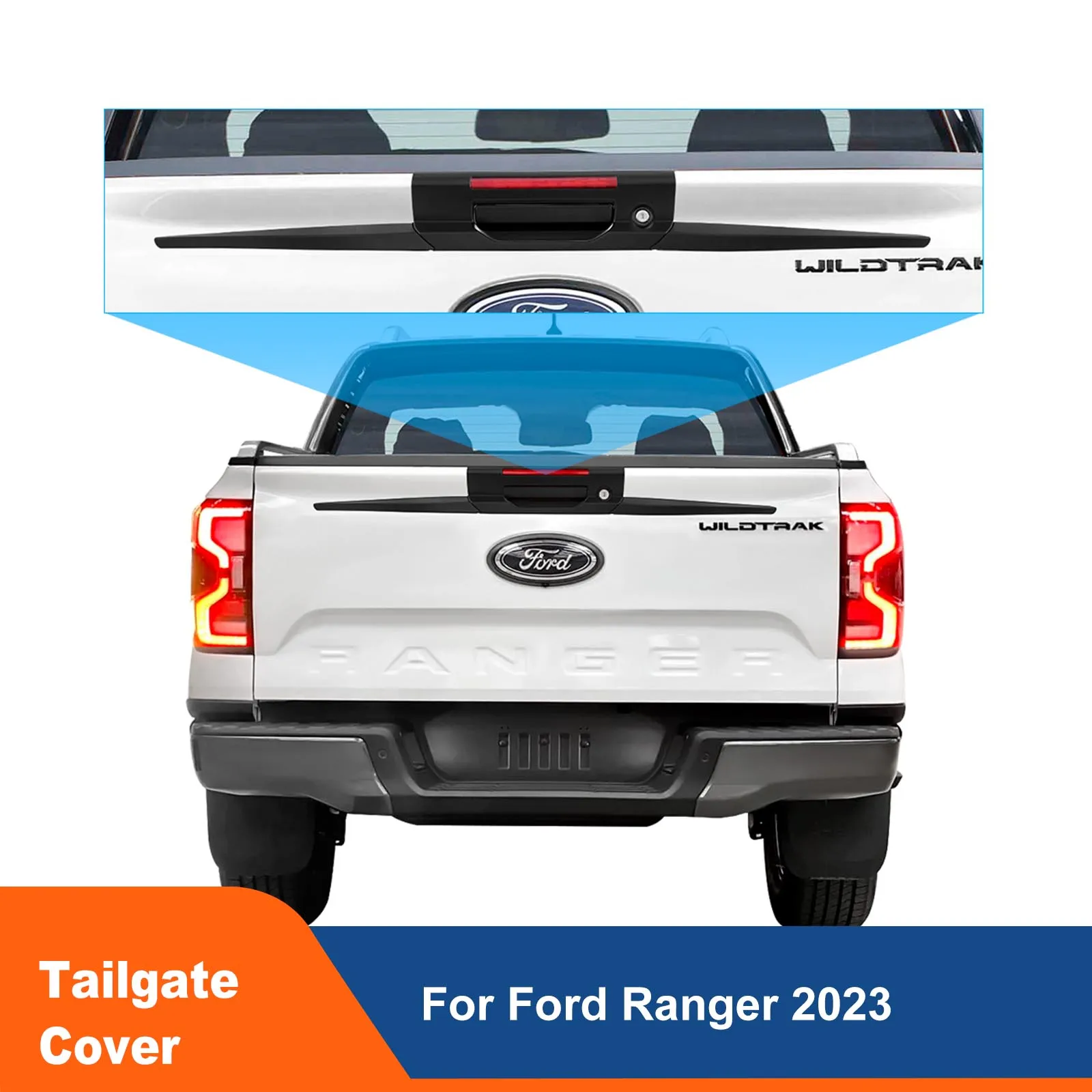 

Matte Black Rear Tailgate Handle Cover Trim Guard For Ford Ranger T9 2023 2024 Wildtrak XLT XLS XL Car Next Gen Accessories