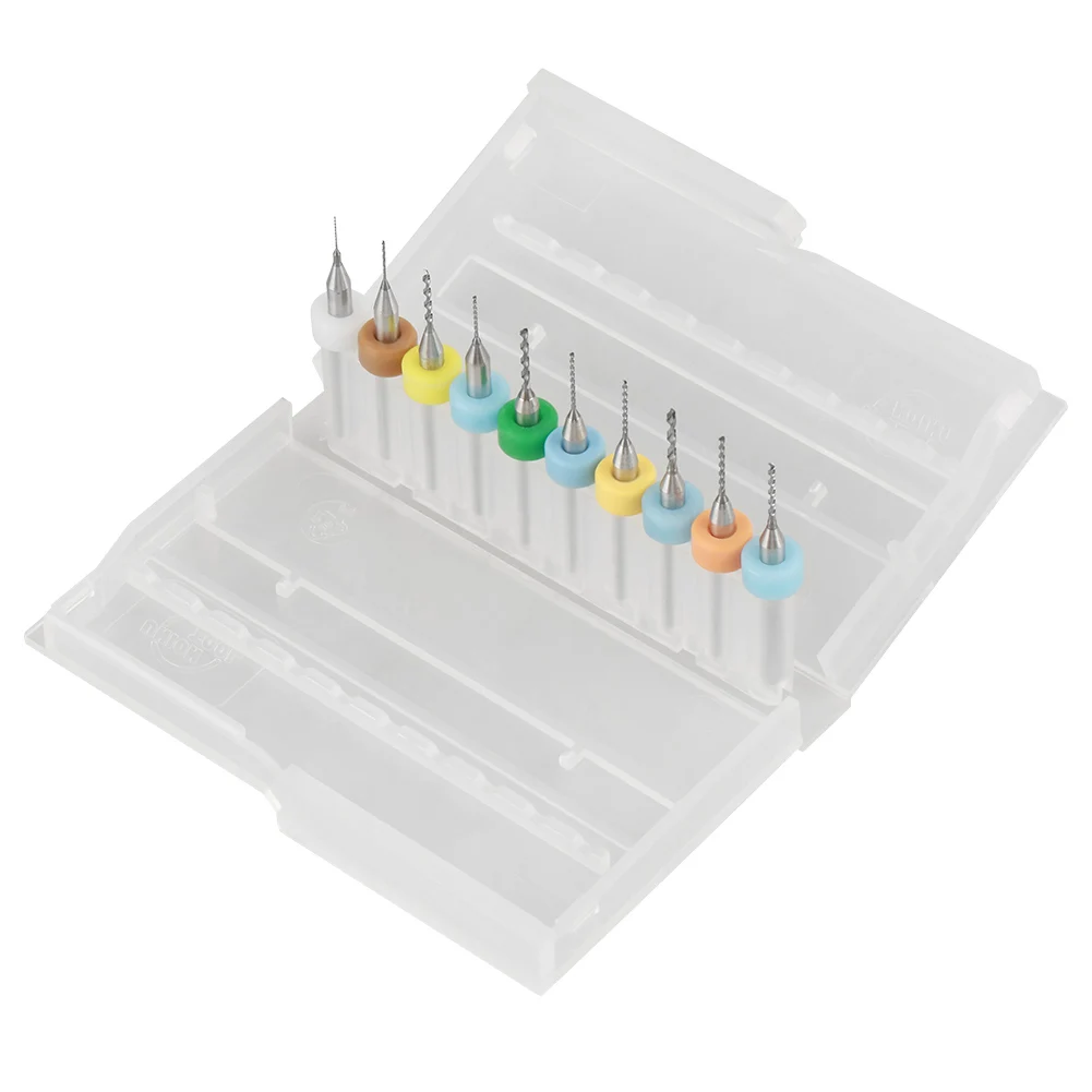 

10 шт., 0,3-1,2 мм, набор микросверл из карбида вольфрама, инструмент для печатной платы