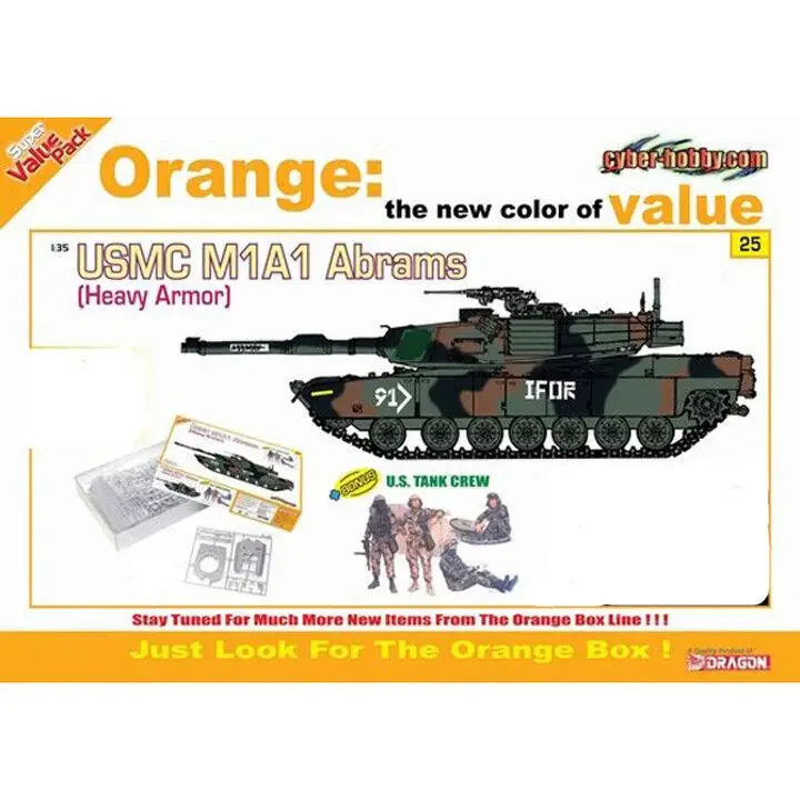 

Dragon 9125 1/35 USMC M1A1 Abrams (Heavy Armor) + U.S. Tank Crew+ DS track