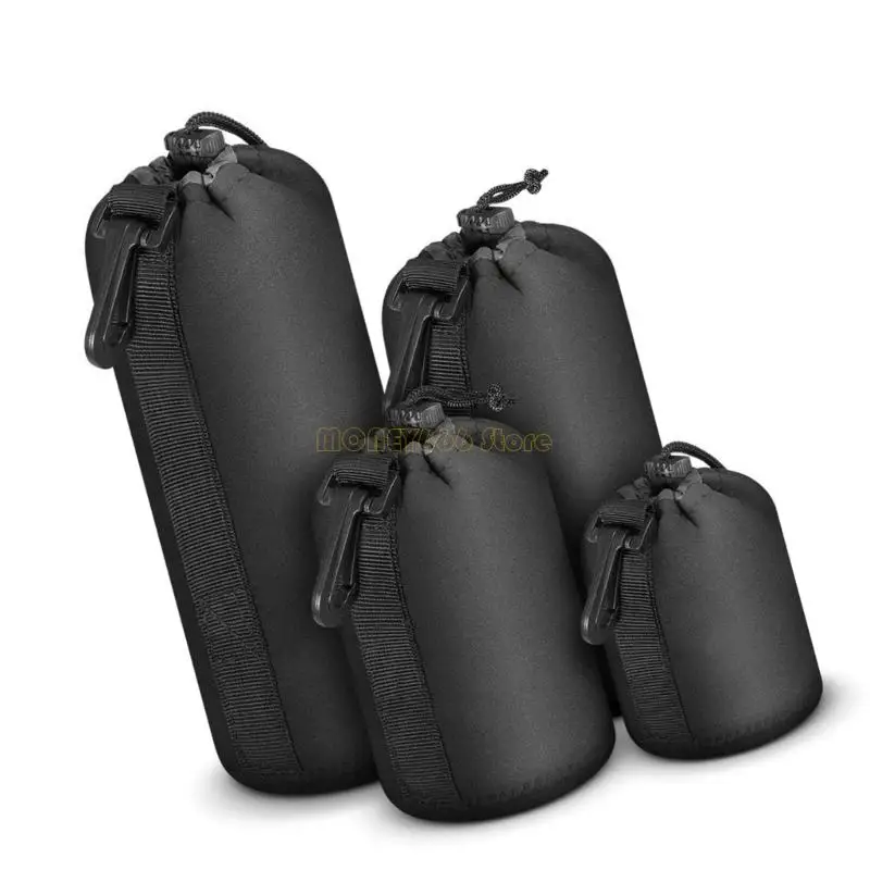 F62C 4PCS Caixa à prova d'água Bag cordão vintage DSLR Bag lente macia Caixa capa para a bolsa câmera viajante
