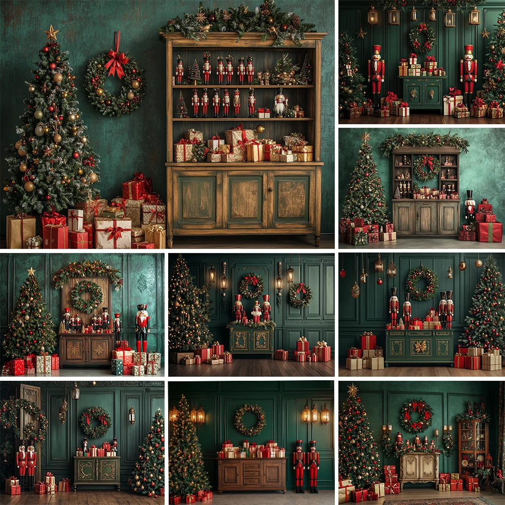 

Christmas Nutcracker Backdrops Kids Adult Photography Props Baby Child Retro Fireplace Socks Wreath Room Backgrounds
