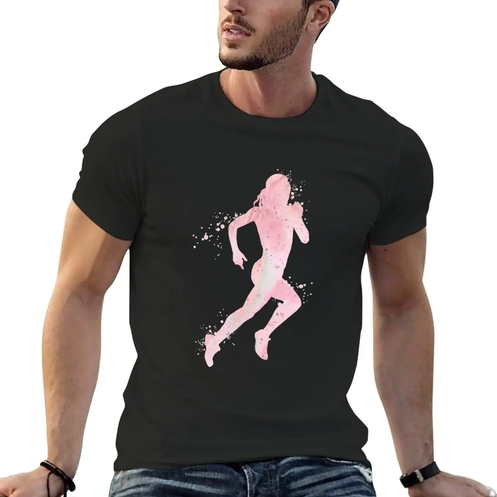 

Girl Runner Watercolor Silhouette T-Shirt oversized sublime luxury clothes men