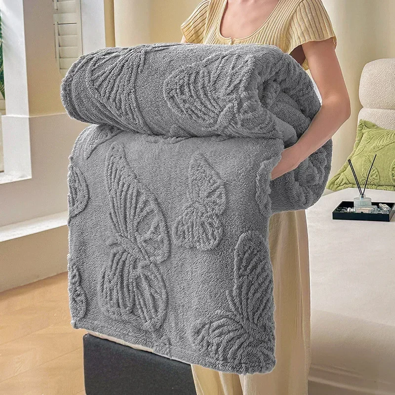 Multifunctional Air Conditioning Blanket, Jacquard, Butterfly, Soft, Velvet, Monochromatic, Sofa