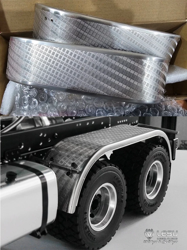 

LESU 1/14 For Tamiya dump truck model accessories rear wheel double axle stainless steel fender S-1243 Truck DIY Parts Toys