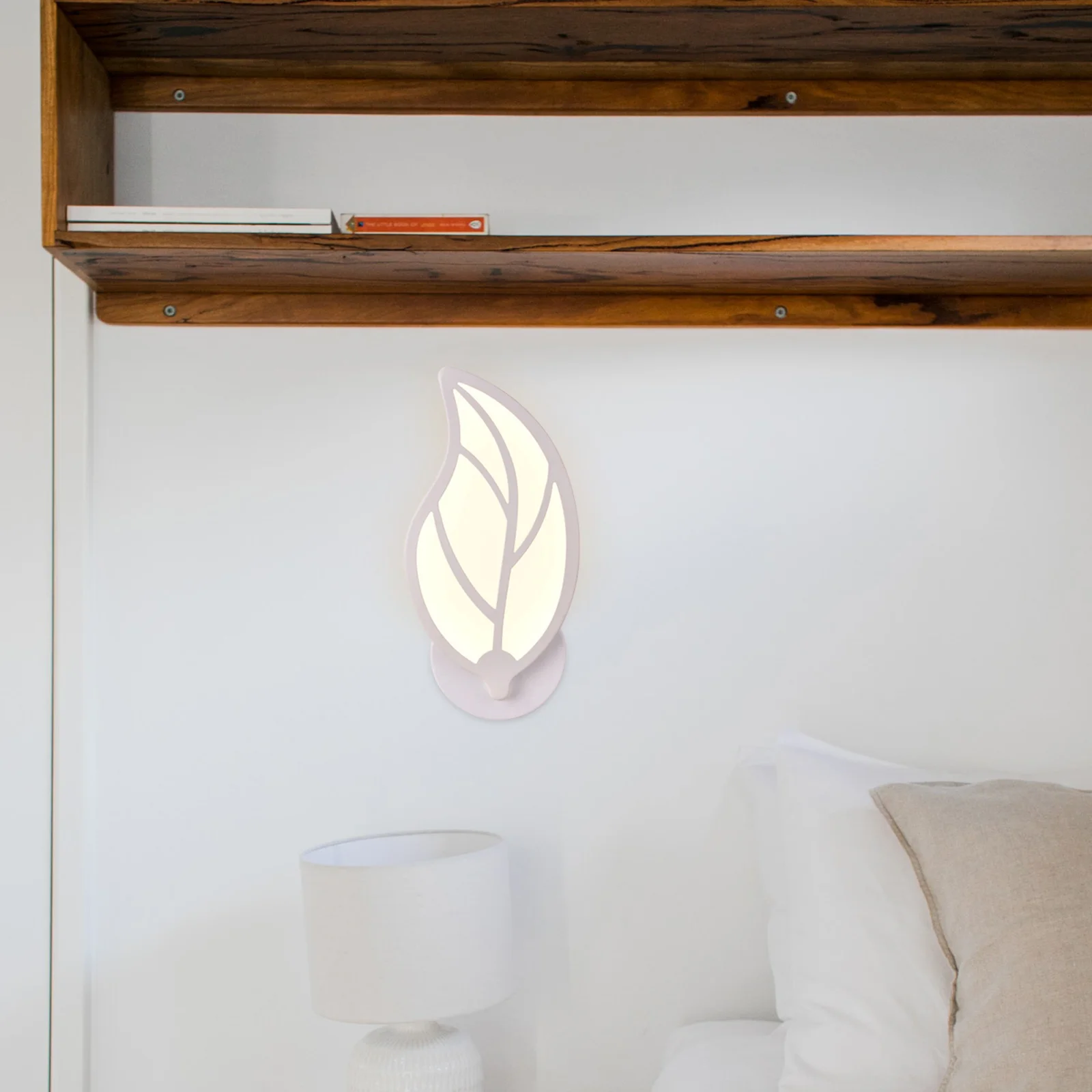 

Wall Lamp Simple Style Painted Wrought Iron Acrylic Leaf Design Bedside Light Indoor Decor Easy Install Cozy Home Favor