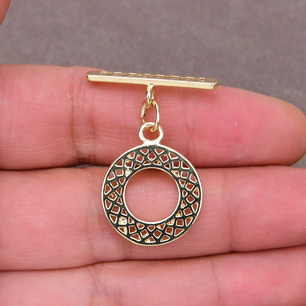 

10 Pcs Circle Yellow Gold Plated Copper Clasps OT Clasp Necklace Making DIY Craft Accessories