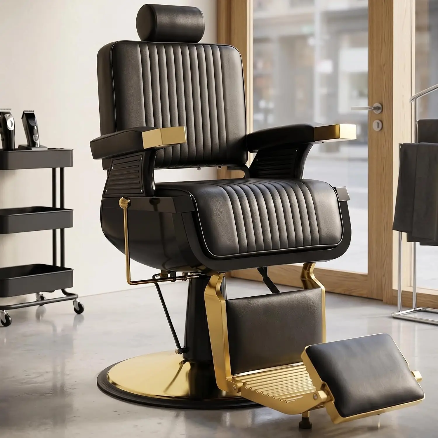 Vintage Barber Chair Heavy Duty, Recline Hair Salon Chair for Barbershop, Customized