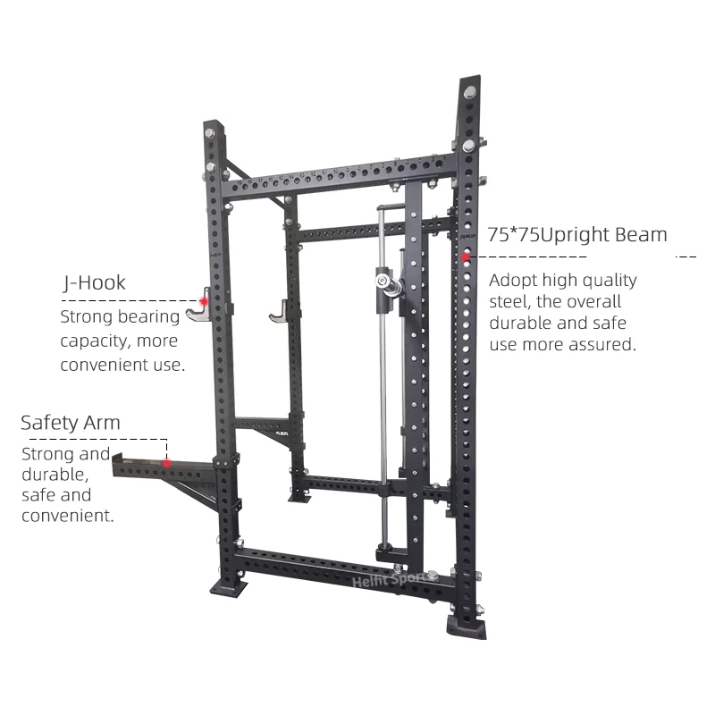 Power Rack Multi-Function Power Cage for Strength Training Squat Rack with Smith Machine,Spotter Arms
