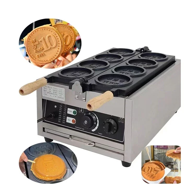 New Design Cast Iron Non-Stick Gold Coin Shaped Waffle Maker Electric 4 In 1 Coin Waffle Maker Machine For Sale